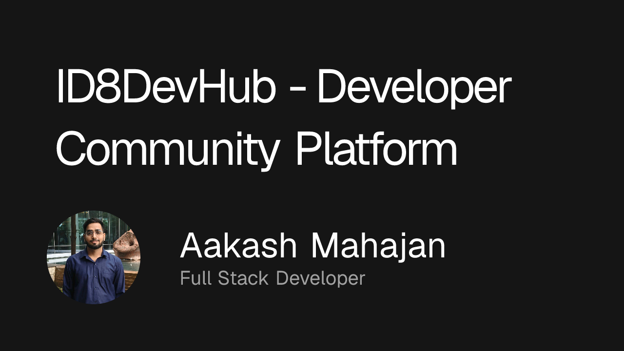 ID8DevHub - Developer Community Platform